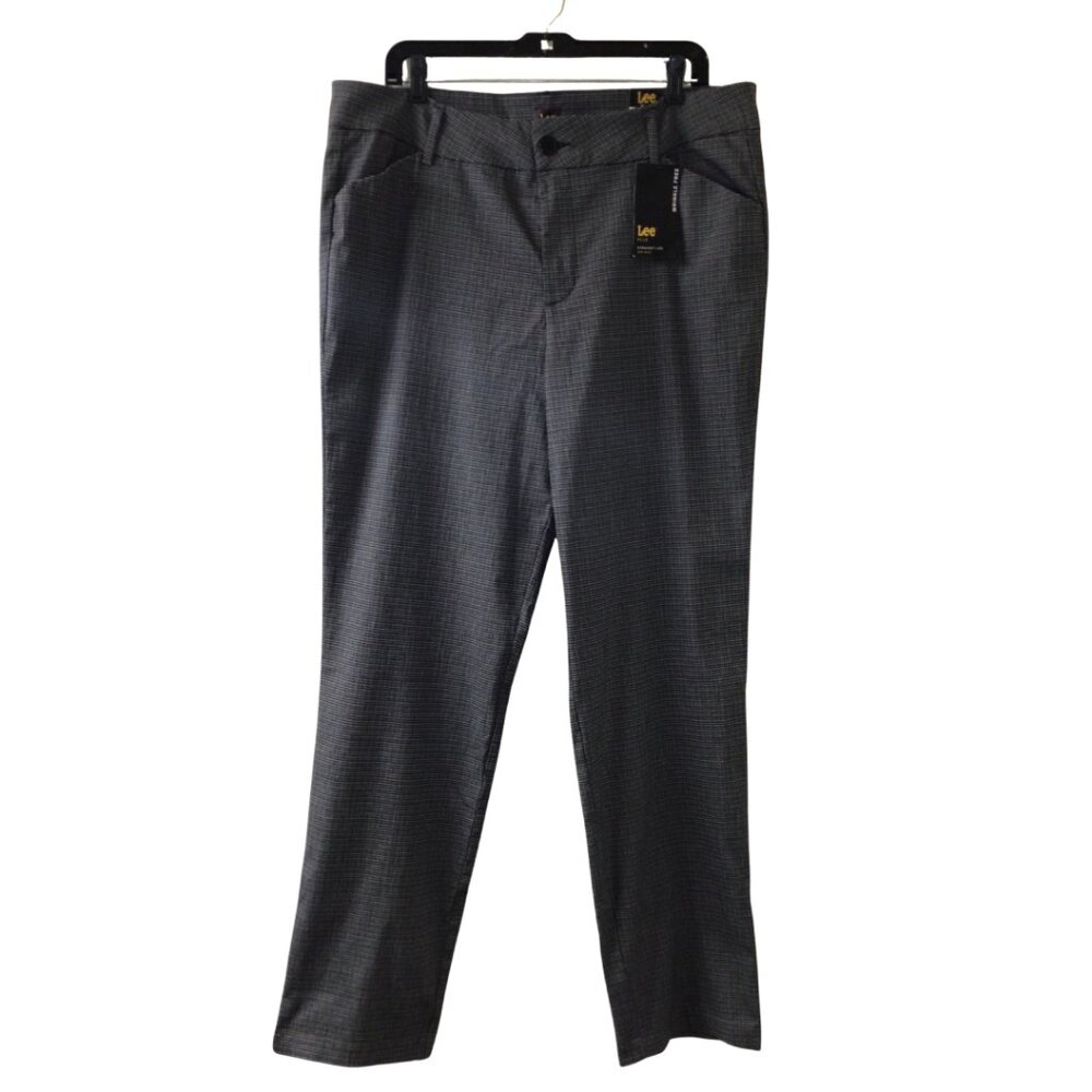 NWT Lee Pants Women’s 18W Long Black White Straight Leg Wrinkle Free Trousers